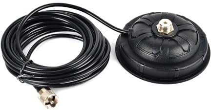 YNIBST 4.5 Inch SO239 Mobile Magnetic Antenna Mount,16.4 ft.RG-58 Cable with PL-259,for HF VHF UHF Mobile Ham Radio Antenna