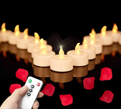 Paquete de 24 velas LED de té con control remoto, funciona con pilas, velas sin llama, realistas y brillantes, parpadeantes, de larga duración, 400 horas, velas eléctricas para Navidad, hogar, fiesta