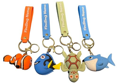 Xingbiyou 4 Stück Anime Finding Nemo Clownfish Schlüsselanhänger Set,Auto Schlüsselanhänger Tasche Anhänger