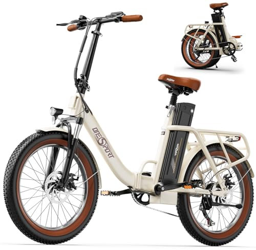 ONESPORT OT16-2 Elektrofahrrad für Erwachsene, 20 Zoll Klappfahrrad, Pendler E-City Bike mit Bluetooth Connect, 3 Fahrmodi EBike mit 250W Motor & 48V 17Ah Abnehmbaren Akku (Cremefarben)