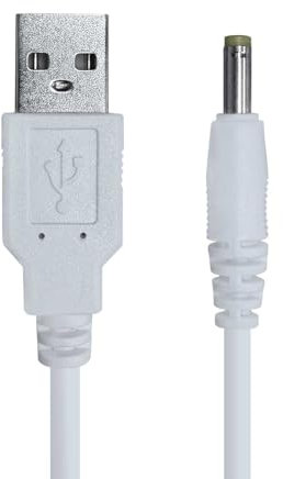 OcioDual Ladekabel USB-DC, USB Stromkabel kompatibel mit PSP 1000, PSP 2000, PSP 3000, Ladekabelhalter, Lautsprechern, Universal-Akkuladegerät, 5V, 2A, USB 2.0, Weiß 1,2m