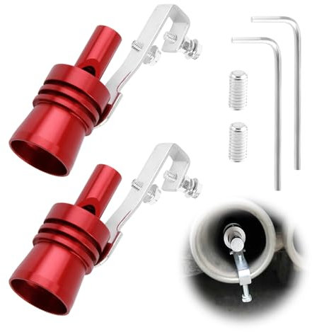 2 Pièces Turbo Whistle, Sifflet Tuyau d'Échappement de Voiture Taille XL, Blow-off Turbo Sound Simulator en Aluminium, Accessoire de Voiture Universel pour Modification(Rouge)