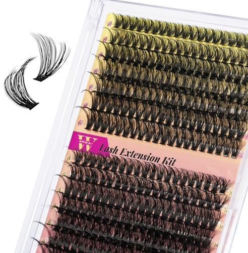Faisceaux de cils Wispy 300PCS Cils en grappes 40D 50D Cils en grappes 9-16mm Extensions de cils en grappes Cils individuels Cils doux Cils en grappes avec bande fine Faux cils (D-Mix9-16mm)