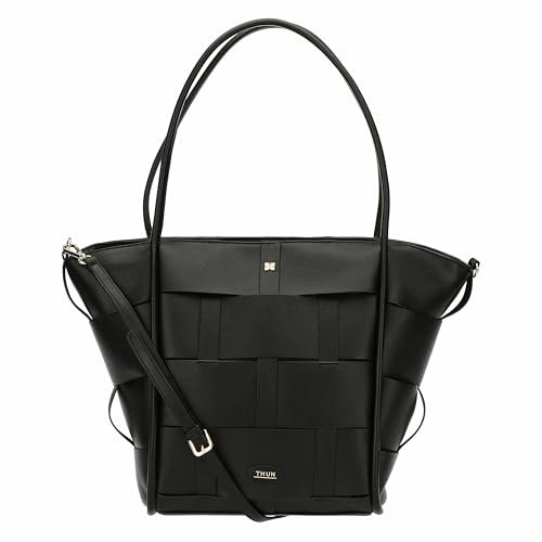 THUN - Borsa intreccio in ecopelle grande, nero