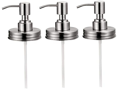 Healifty 3 pièces Pompe à Distributeur Liquide Acier Inoxydable de Pompes de Remplacement pour Bouteilles de Lotion Accessoire de Doseuse Pratique pour Produits Visqueux pour Salle de Bain