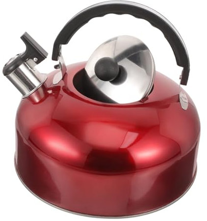 LABRIMP Wasserkocher mit Pfeif Funktion Teekessel für Gas und Induktionsherd Komfortabler Griff für Tee und Kaffeeliebhaber Stilvolles Design Rot