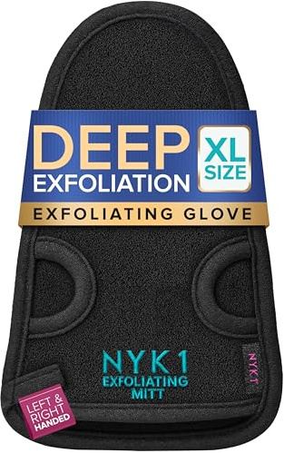 NYK1 Exfolimitt DEEP Exfoliating Body Mitt For Smooth Skin | XL Size | EXTRA LARGE Body Exfoliator Mitt To Reveal Soft & Glowing Skin, for All Skin Types - Washable, Quick-Drying & Gentle On Skin