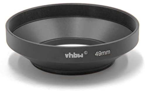 vhbw Gegenlichtblende für 49mm Objektiv - Weitwinkel-Streulichtblende, Schwarz, Metall, rund