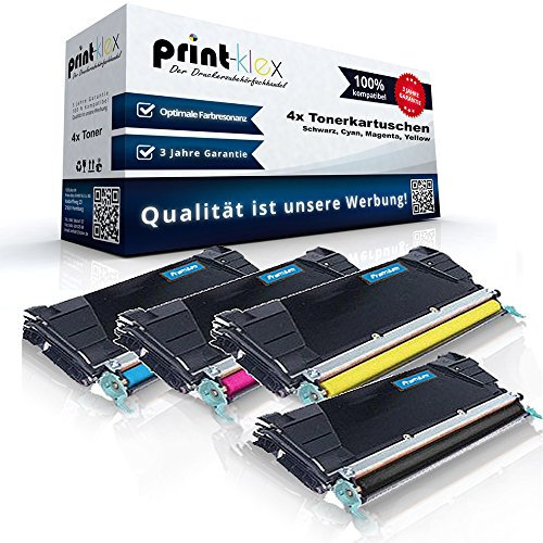 4X Print-Klex Tonerkartuschen kompatibel mit Lexmark C734 C734DN C734DTN C734DW C734N C736 C736DN C736DTN C736NC C736N Optra - alle 4 Farben - Schwarz Cyan Magenta Yellow - Office Plus Serie