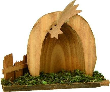Unbekannt Miniatur Stall Holzstall mit Gras 8x10cm geeignet für 4cm Figuren