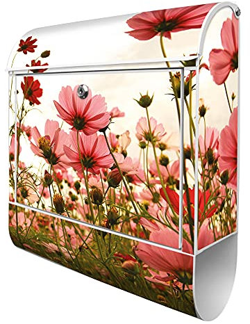 banjado® Design Briefkasten mit Schmuckkörbchen 38,5x46,5x13cm & 2 Schlüssel - Briefkasten Stahl weiß mit Zeitungsfach pulverbeschichtet - Postkasten A4 Einwurf inkl. Montagematerial