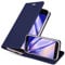 cadorabo Book Case works with Samsung Galaxy J3 2017 in CLASSY DARK BLUE - with Magnetic Closure, Stand Function and Card Slot - Wallet Etui Cover Pouch PU Leather Flip