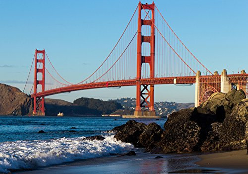 wandmotiv24 Fototapete Golden Gate Bridge USA Amerika, XL 350 x 245 cm - 7 Teile, Wanddeko, Wandbild, Wandtapete, San Francisco, Brücke, Meer M0805
