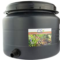 CS Drehdeckelfass 30 Liter grau mit Tankdurchführung 3/4 Zoll für die drucklose Bewässerung