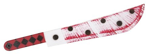 P'tit Clown - Machette Factice en Plastique - Accessoire Effrayant pour Halloween, Déguisements de Tueur, Cosplay, et Soirées à Thème (Blanc, Rouge)