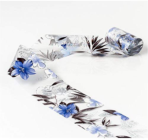 Nailart - Nagelfolie - Transferfolie - blau/schwarz/silber/transparent - Blumen - 1400-PR25