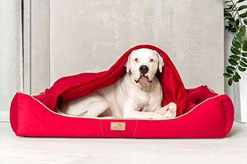 tierlando® Orthopädisches Hundebett Rudolph inkl. Schonbezug mit Hundedecke Größe: 100x90cm | Farbe: 04 Dunkelrot