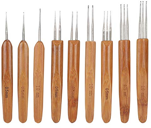 Dreadlock Häkelnadel Hair Weaving Tool, 9 x Edelstahl Assistent, Profi Werkzeug für Locks & Zöpfe