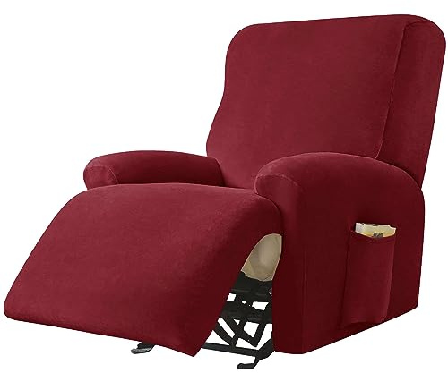 JHLD Stretchhusse für Relaxsessel mit Taschen-Weinrot-1 Sitzer