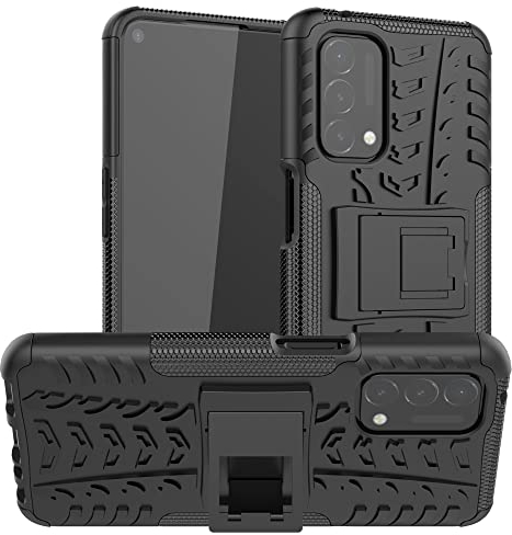 LiuShan Compatible avec OnePlus Nord N200 Coque,Shockproof Robuste Impact Armure Hybride Béquille Housse Étui Couverture pour OnePlus Nord N200 5G / A54 5G/ A93 5G Smartphone,Noir