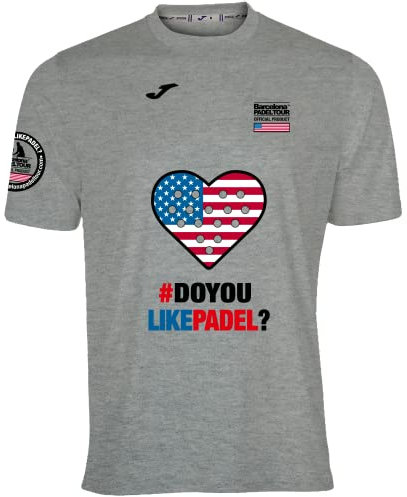 Barcelona Padel Tour - Camiseta Técnica de Manga Corta para Hombre Joma - En Tejido Micro Mesh Transpirable con Corazón Love Pádel y Banderas de Países