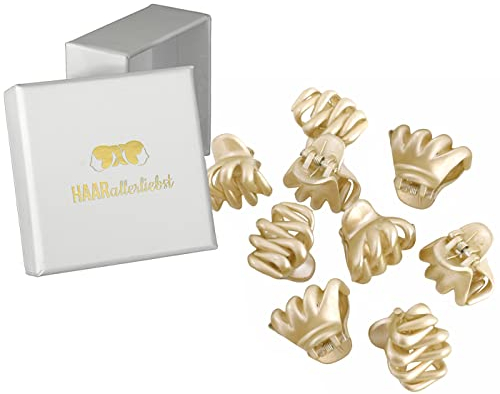 HAARallerliebst Haarklammern (9 Stück | gold schimmernd | 2,4 cm) inkl. Schachtel zur Aufbewahrung