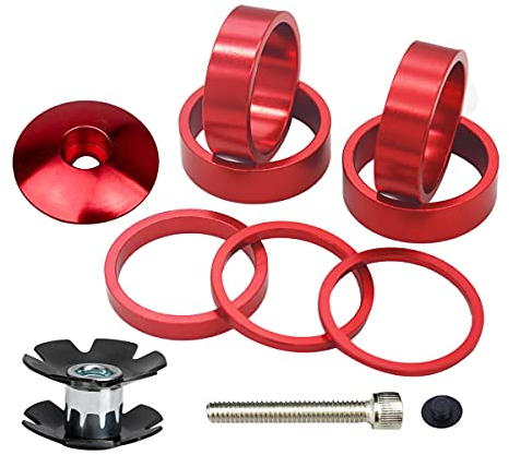 PLATTBK Fahrrad Vorbau Spacer 1 1/8 Mit Steuersatzkappe Ahead Gabel kralle MTB Headset Spacer 2mm / 3mm / 5mm / 10mm für Rennrad, BMX 10Stück