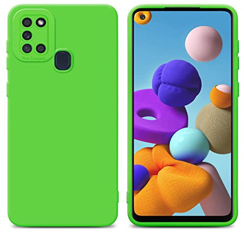 Cadorabo Hülle kompatibel mit Samsung Galaxy A21s Schutzhülle TPU Silikon Case Liquid Design mit Kameraschutz Slim Kratzfest Weiche Gummi mit Rundumschutz Case Hülle für Galaxy A21s in Grün