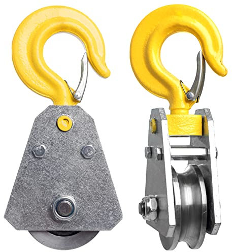 Lot de 2 blocs d'arrachement de 3,2 tonnes avec crochet de poulie de roulement à crochet, crochet de levage à câble métallique, palan électrique sous crochet, crochet spécial pour économiser la