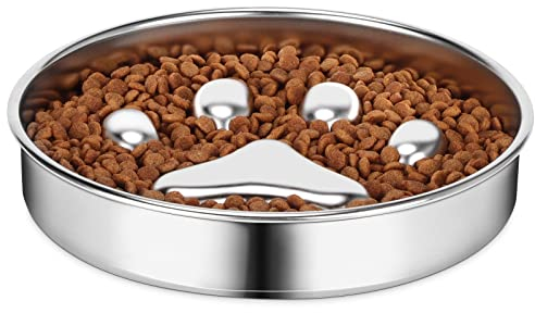 AIPERRO Slow Feeder Hundenäpfe 304 Edelstahl, 2 Tassen Metall Futternäpfe Wassernapf für kleine und mittelgroße Hunde, Spaß Bloat Stop Pet Fast Eaters