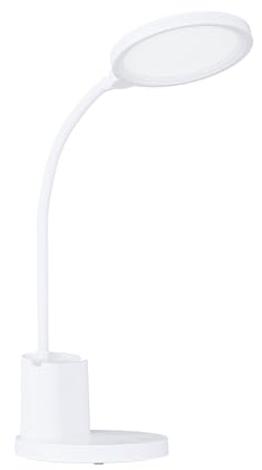 EGLO LED Akku Tischlampe Rehamna, aufladbare Nachttischlampe touch dimmbar, Schreibtischlampe Büro mit USB Ladefunktion, Kunststoff in Weiß, warmweiß-kaltweiß