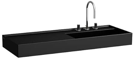 LAUFEN Kartell Waschtisch, unterbaufähig, Ablage links, ohne Hahnloch, ohne Überlauf, 1200x460mm, H8133337161121, Farbe: Schwarz Matt