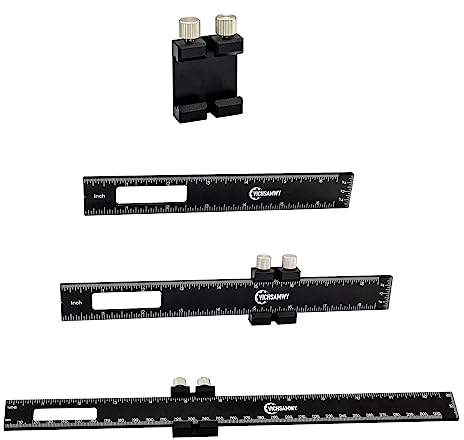 VICHSAMWY 3 Stück schwarzes Metall-Lineal für Holzbearbeitung, verstellbar, 15,2 cm, Präzisions-Taschenschieberegler, Zoll und metrisches Messlineal für Holzarbeiter (schwarz)