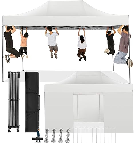 COBIZI Carpa Plegable 3x4,5 con Pared Lateral,Impermeable Carpa Plegable,Carpas para Exteriores Pergola,Cenadores para Jardin Fiesta Camping Playa (3 por 4,5m Blanco)
