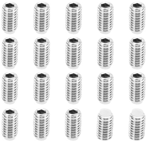 PATIKIL M6x10mm Nylon Pointe Sans-tête Vis, 20 Paquet Métrique Hex Douille Tête Coupe pointe Anti Glissement Ensemble Vis Interne Hex Matériel d'entraînement, 304 Inox Acier