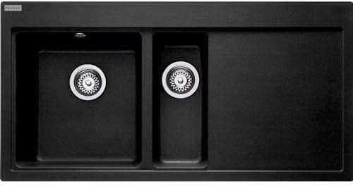 Kitchen Sink Made of Granite (Fragranite) with Single and a Half Bowl from Franke Mythos MTG 611-100 - Onyx - Left - 114.0675.935