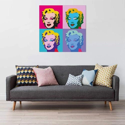CHIPEL Druck auf Leinwand: Marilyn Monroe, Andy Warhol, moderner Leinwanddruck, Pop-Art-Baumwolle, Heimdekoration, 80 x 80 cm, ohne Rahmen