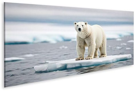 islandburner Prime Bild auf Leinwand Klimawandel Konzept Eisbär stehend Kleiner Eisberg im mittleren Ozean Bilder Wandbilder Poster