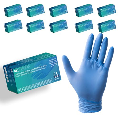 MCT INTERNATIONAL Guanti in Nitrile Azzurri, blu, Monouso, Senza Polvere - Certificati CE Classe I e III, Resistent, per Medici, Laboratori, DPI Categoria III (M da 3,5 grammi, 1000, unità)