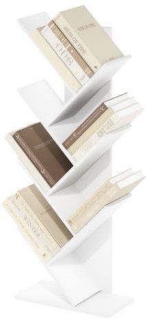 Furinno Tree Bookshelf Libreria ad albero da terra a 7 livelli, Bianca