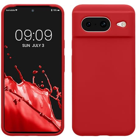 kwmobile Carcasa Compatible con Google Pixel 8 Funda - Case TPU y Silicona antigolpes - Apto Carga inalámbrica - Rojo clásico