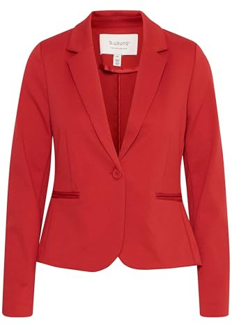 b.young BYRizetta Damen Blazer Jackenblazer Anzugsblazer mit Stretch Reverskragen 1-Knopf-Form Paspeltaschen Slim fit, Größe:42, Farbe:Scarlet Sage (191559)