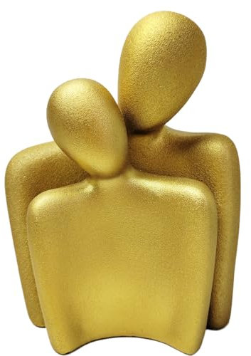 PIGPIGFLY Paar Umarmt Statue, Regal Deko, Bücherwurm-Skulptur, Figuren, Wohnzimmer, Home Store Dekoration, Modern Abstract Kunst Skulpturen, Bürodekorationen (Gold)