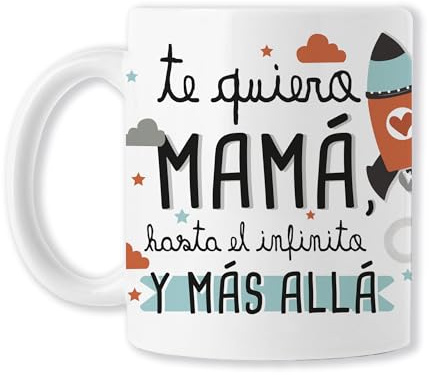TEDEDIKO TAZAS DÍA DE LA MADRE Taza de Cerámica Te Quiero Mamá Hasta el Infinito y Más Allá