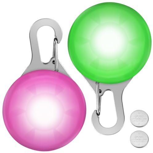 Faburo 2 Stück Leuchtanhänger Hund, Blinklicht Schulranzen, Bunte Blinklicht Hundelicht mit 3 Blinkmodi für Hunde Kinder Jogger Camper, Leuchtanhänger Kinder für Geschirr, Hunde Leuchtanhänger