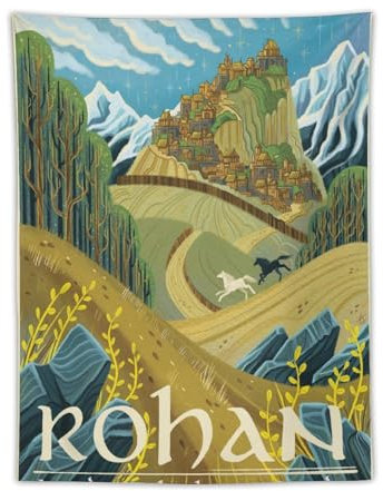 Retro-Reiseposter Herr der Ringe, Rohan-Wandtapisserie, Kunstdruck, moderne Familienschlafzimmer-Dekoration, Wandteppich, 76,2 x 101,6 cm