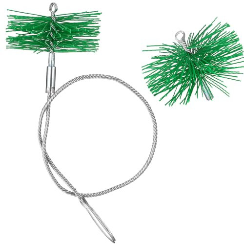 Perthlin 2 Stück Kaminbesen mit 1 Schubstange, Ø 16 cm Ofenrohrbürste Kunststoff Kaminbesen Schornsteinbesen 1 m Edelstahl Flexstange Kaminrohr Reinigungsbürste Bürste für Kamin Schornstein Ofen