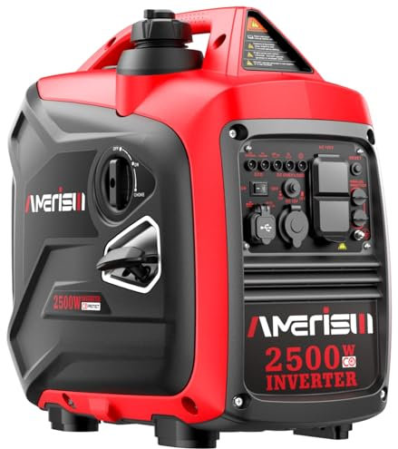 AMERISUN Generador inversor portátil de 2500 W a gas, generador de gas de larga duración para camping, portón trasero, uso de emergencia en el hogar, compatible con EPA versión 2024