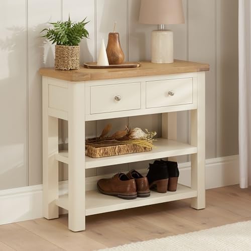 The Furniture Market Marbury Cream | Painted Hall Console Table | Wooden Entryway Table with Drawers & Shelves | Premium Craftsmanship | Assembly Required | H 770 x W 850 x D 350mm