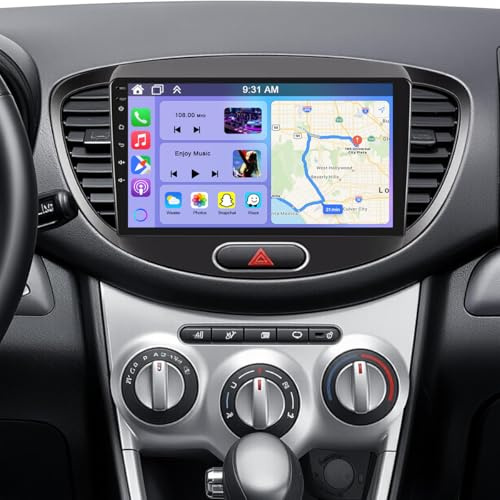 2G+32G Car Stereo for Hyundai i10 2007-2013 with Wireless Carplay Android Auto, 9 Android 13 HD Touch Screen 2 Din Car Radio Head Unit w/GPS Navigation Bluetooth Wifi AHD FM BT SWC Backup Camera